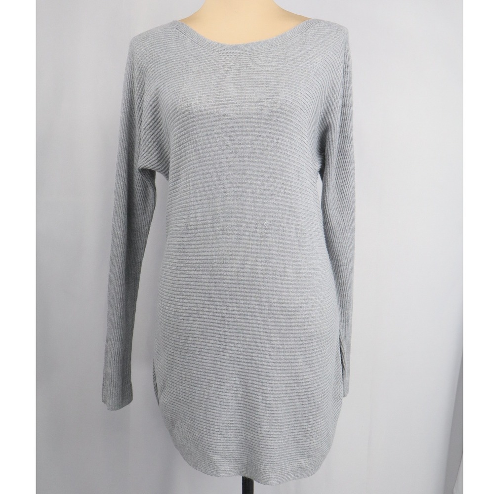 NOT FOR SALE Tunic Length Small Ribbed Knit Long Sleeve Lightweight Sweater Gray